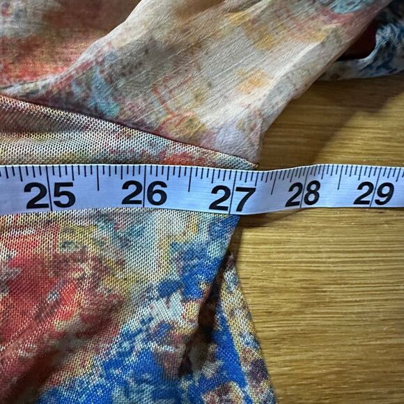 Soft Surroundings sheer watercolor geometric print button-up blouse 2x - Picture 5 of 10